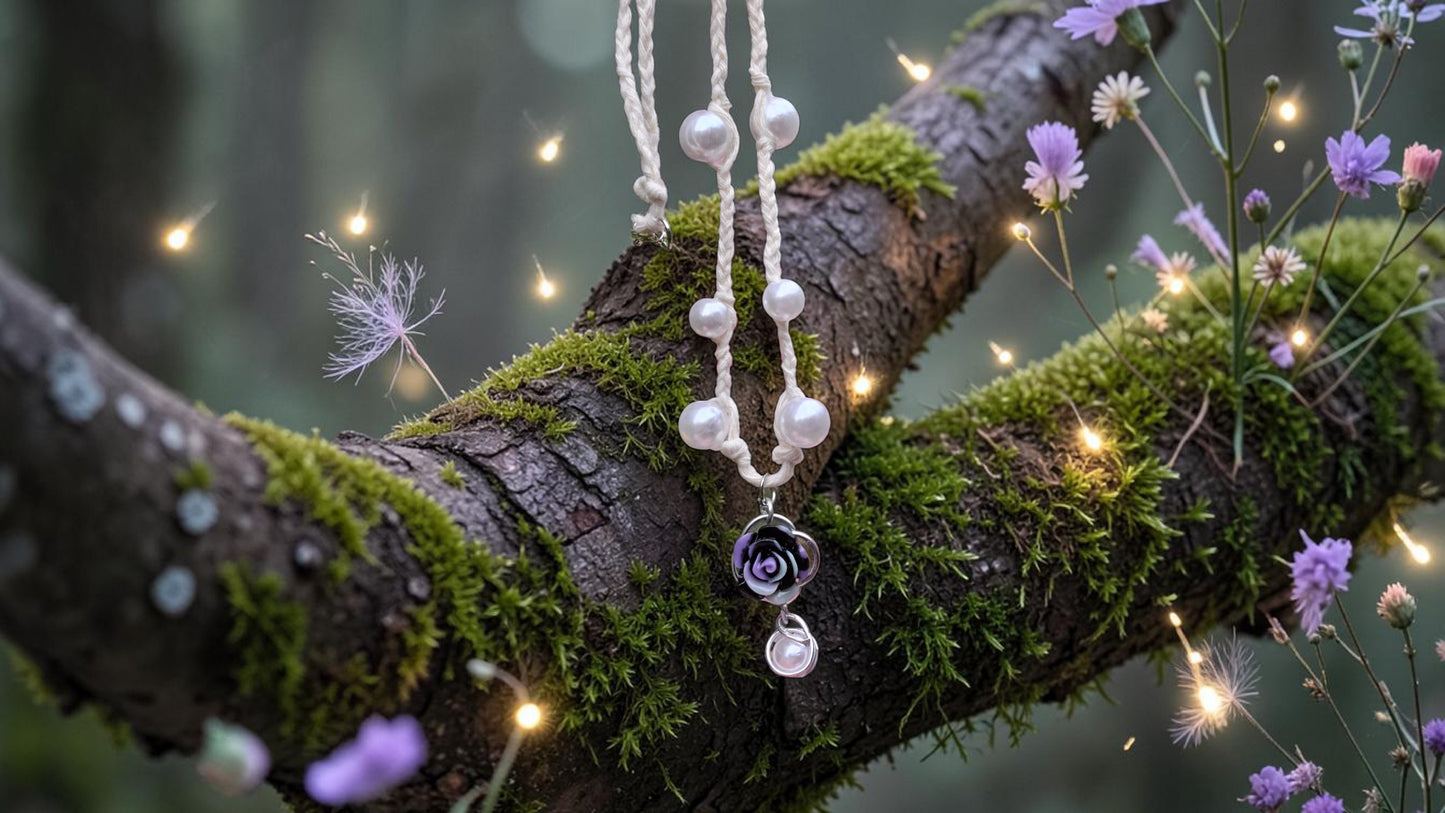 necklace/ collier aux perles blanches